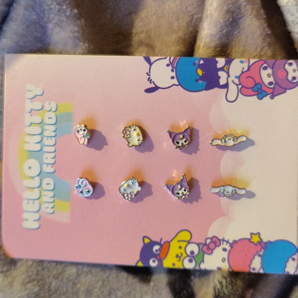 Hello Kitty and Friends Kids Earrings - Pink and Silver